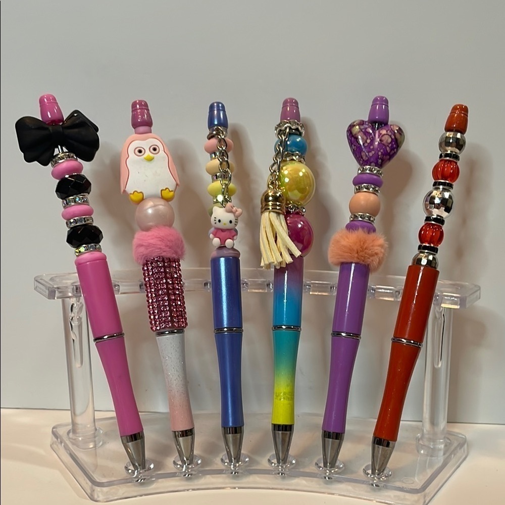 Whimsical Pink and Blue Stationery Pens Set